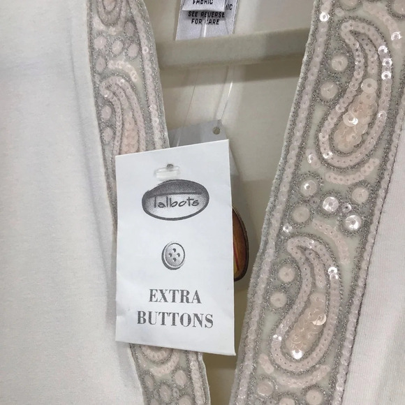 Talbots Women’s Petites Sequin Trim Party Long Sleeve Blouse/TOP NWT Size S - Picture 4 of 8